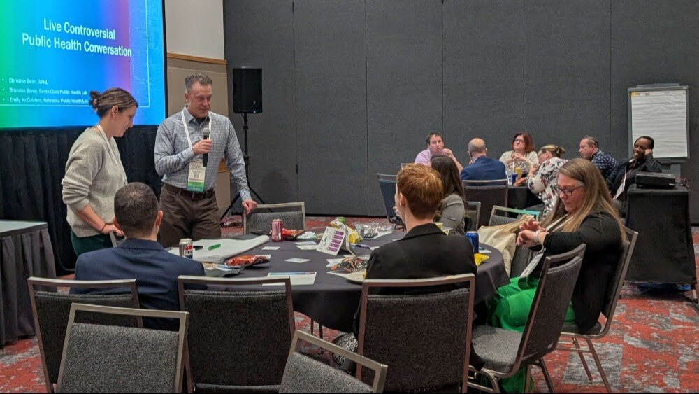 Laboratory Leaders of Today Alumni gather with Emerging Leader Program Alumni to discuss communicating about controversial public health issues.