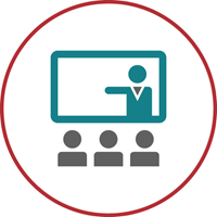 icon of teacher in front of students