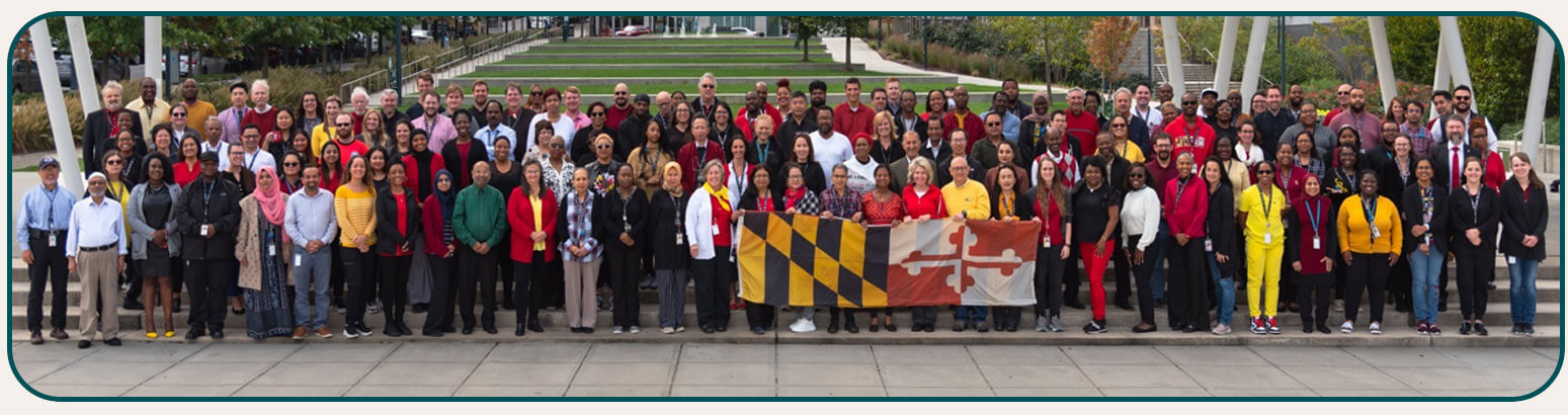 Laboratory staff photo taken in fall of 2023 commemorating Maryland's 125th anniversary.