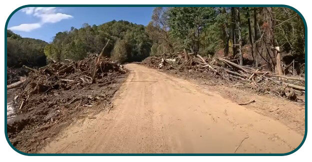 Destruction caused by Hurricane Helene. Photo: NCDHHS DPH.
