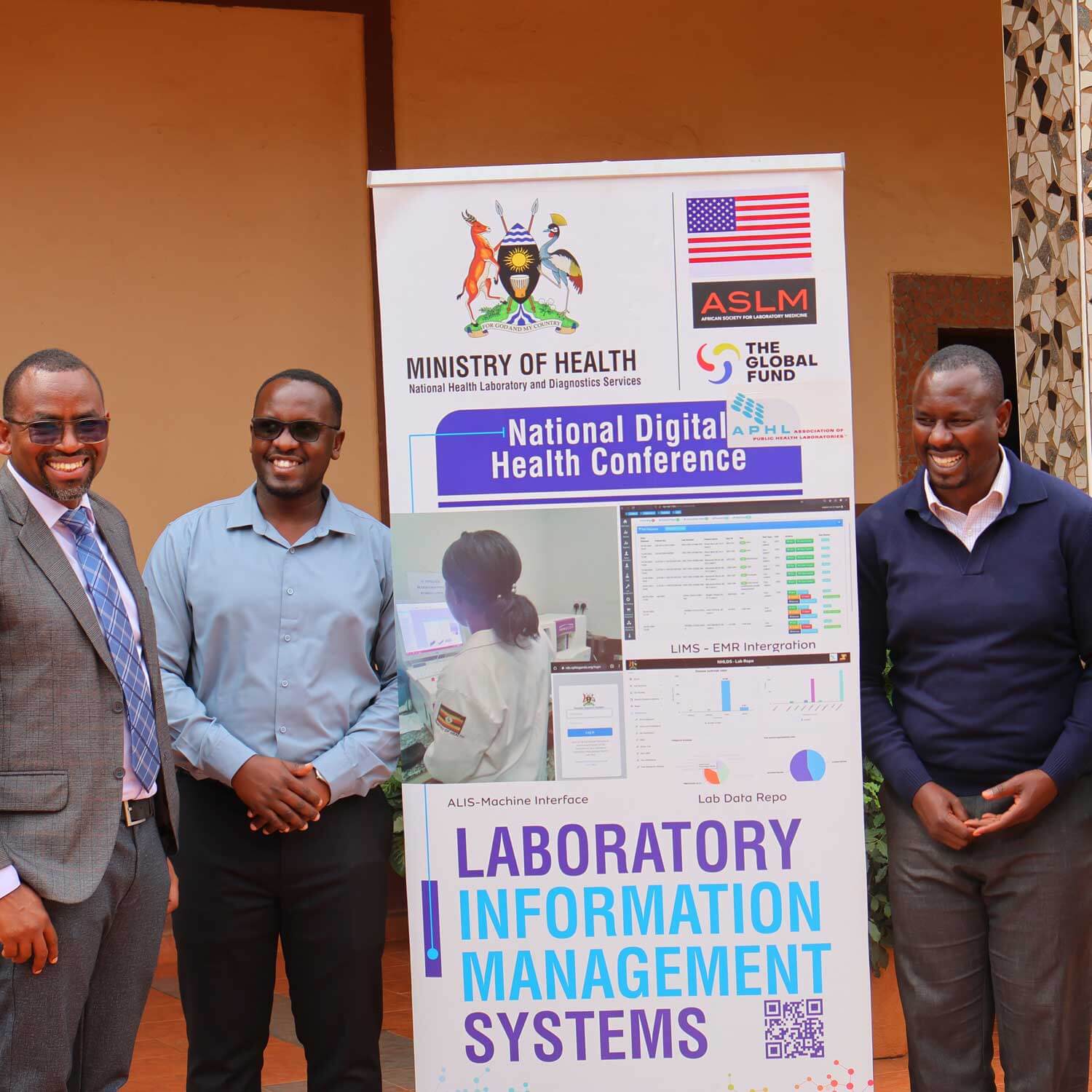 From right: Paul Mbaka (MoH), Jonathan Ntale (US-CDC), Jacob Muhire (CPHL) and Rufus Nyaga (APHL).