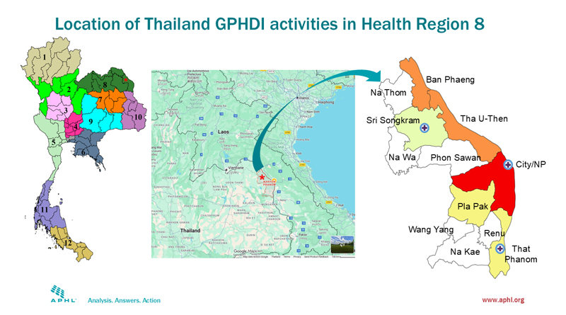 Location of Thailand GPHDI Activities in Health Region 8