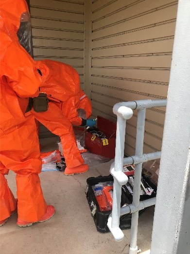 Nerve agent exercise with 6th CST. Photo: Texas Department of State Health Services Public Health Laboratory Division.