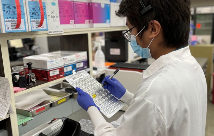 Staff working at the Napa-Solano-Yolo-Marin Public Health Laboratory.