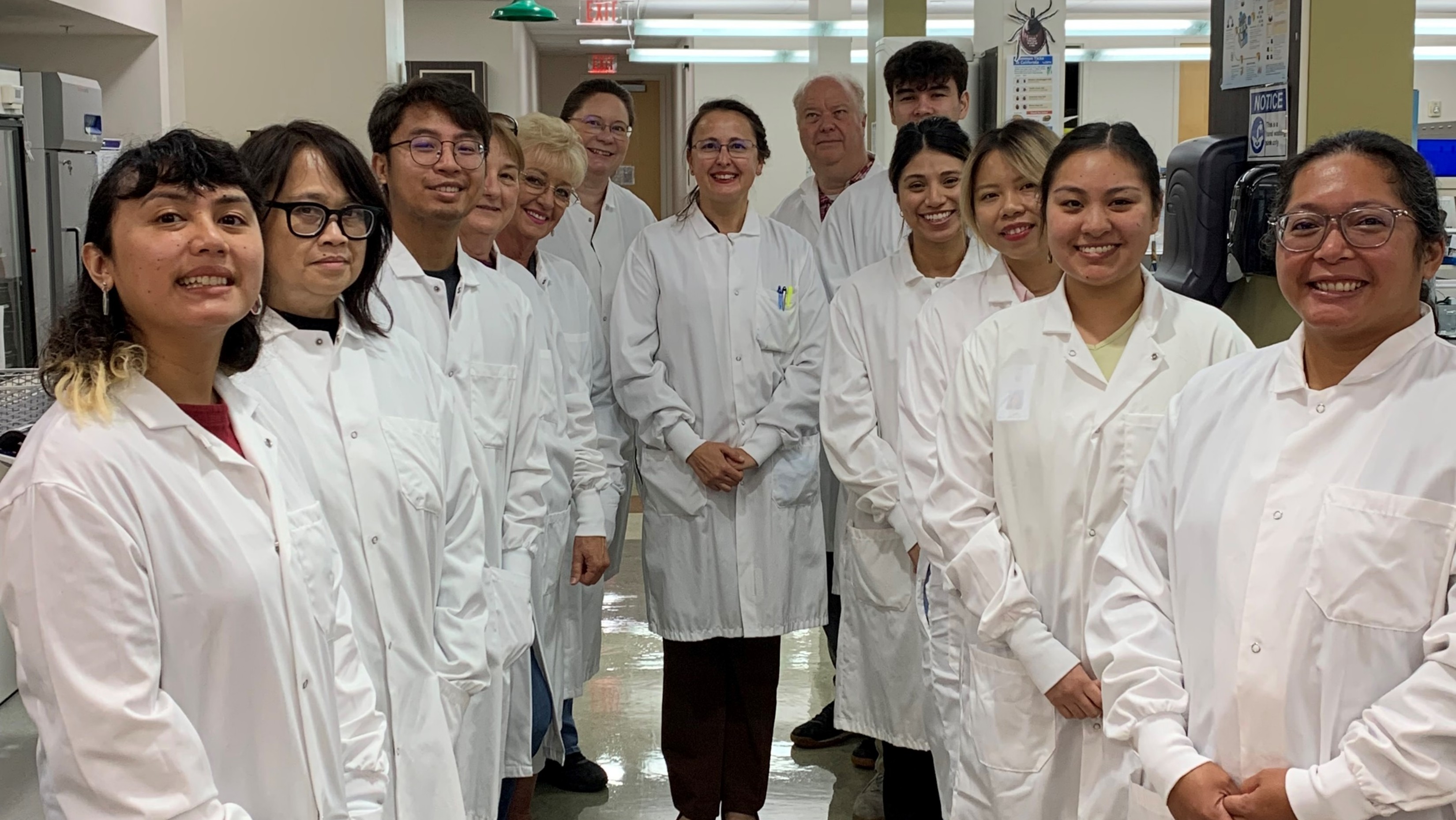 Staff at the Napa-Solano-Yolo-Marin Public Health Laboratory with Laboratory Director Beatrix Kapusinszky (center).