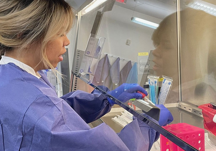 Staff working at the Napa-Solano-Yolo-Marin Public Health Laboratory.