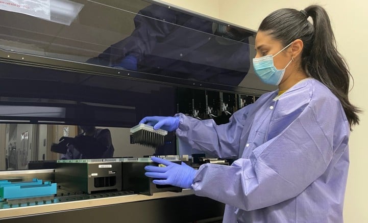 Staff working at the Napa-Solano-Yolo-Marin Public Health Laboratory.