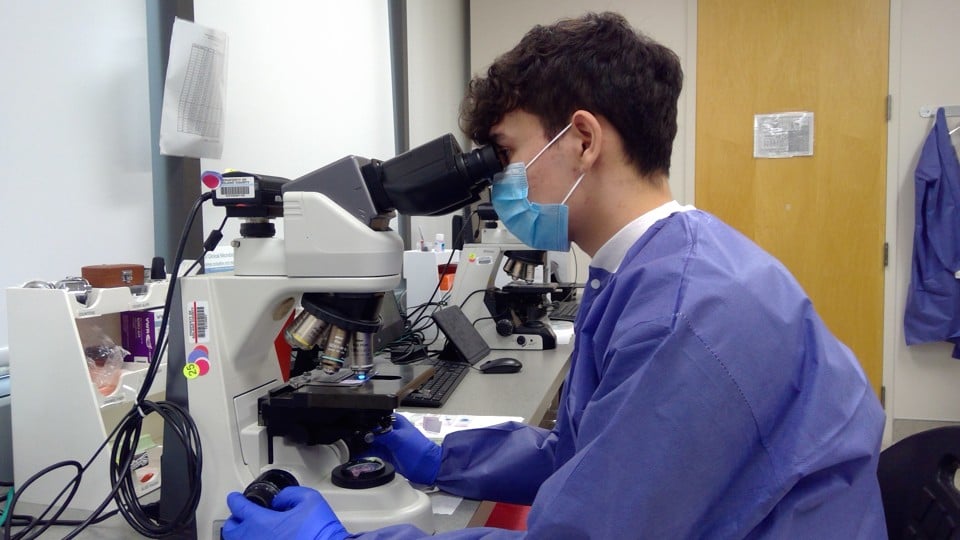 Staff working at the Napa-Solano-Yolo-Marin Public Health Laboratory.