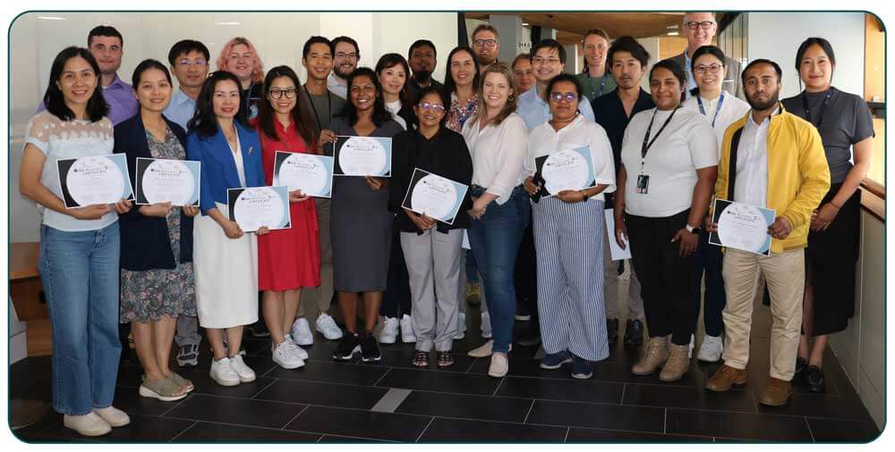 PulseNet Asia Pacific members with their certificates after completing a MiSeq training course in Melbourne, Australia in February 2024.